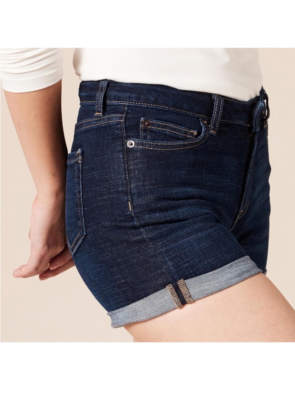 EUC Amazon Essentials Dark Blue Rolled Hem Denim Shorts, Size 4